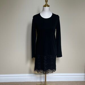 Mystree Black Long Sleeve Dress with Lace Detail